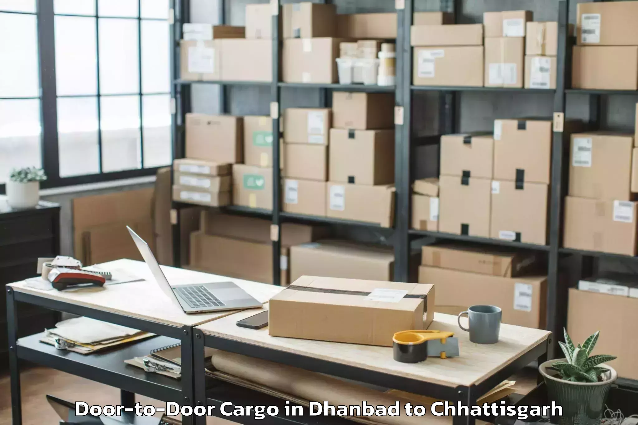 Easy Dhanbad to Dabhra Door To Door Cargo Booking